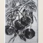 2018 Cherries droge naald techniek 1-1 in  zwarte lijst 21x 30 € 45,00